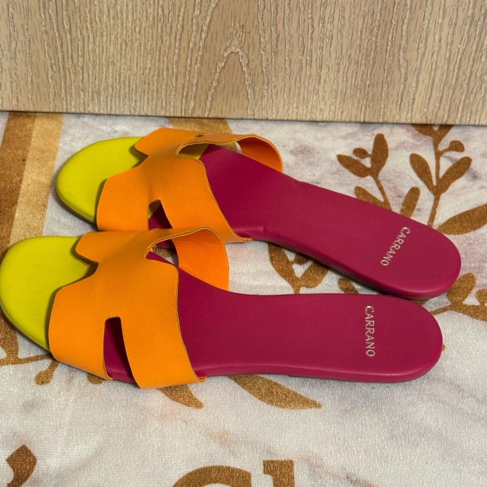 Carrano Nayeli Leather Slide Sandal - Multi-Tangerine - Picture 4 of 8